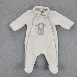 Obaibi Baby Ribbed Fleece Footed Sleeper Sheep‎ Cream White 1M 53cm Snap Front